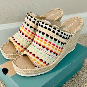 TOMS Monica Mule Natural Global Woven wedge espadrilles - SZ 9